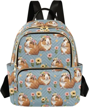 Guinea Pig Flower Mini Backpack Purse for Women Shoulder Bag Fashion Daypack Ladies Handbag Lightweight Travel Bag Rucksack