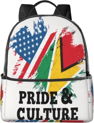 Guyanese American Flag Casual Backpacks Laptop Backpack Carry-on Daypack Sports Travel Rucksack Lightweight Working Bag for Outdoor Hiking Cycling Walking