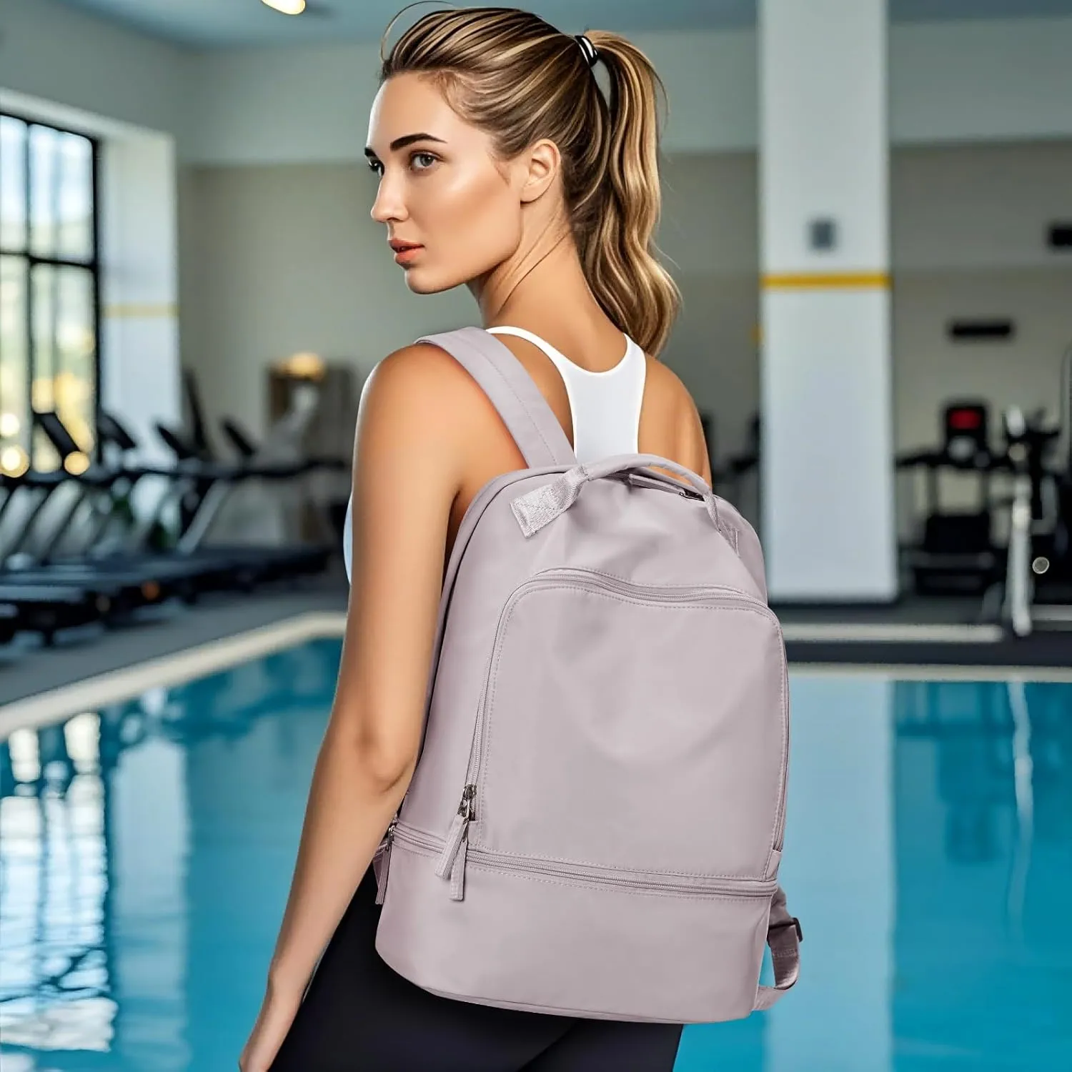 Gym Backpack for Women, Gym Bag with Shoe Compartment, Waterproof Lightweight Sports Yoga Travel Backpack with Wet Pocket, Pink