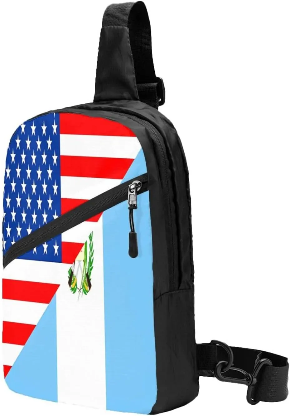 Half American Guatemala Guatemalan Flag Crossbody Bag Portable Sling Bags Foldable Chest Daypack Reusable Sports Shoulder Backpack Diagonally Casual Rucksack Travel Bag