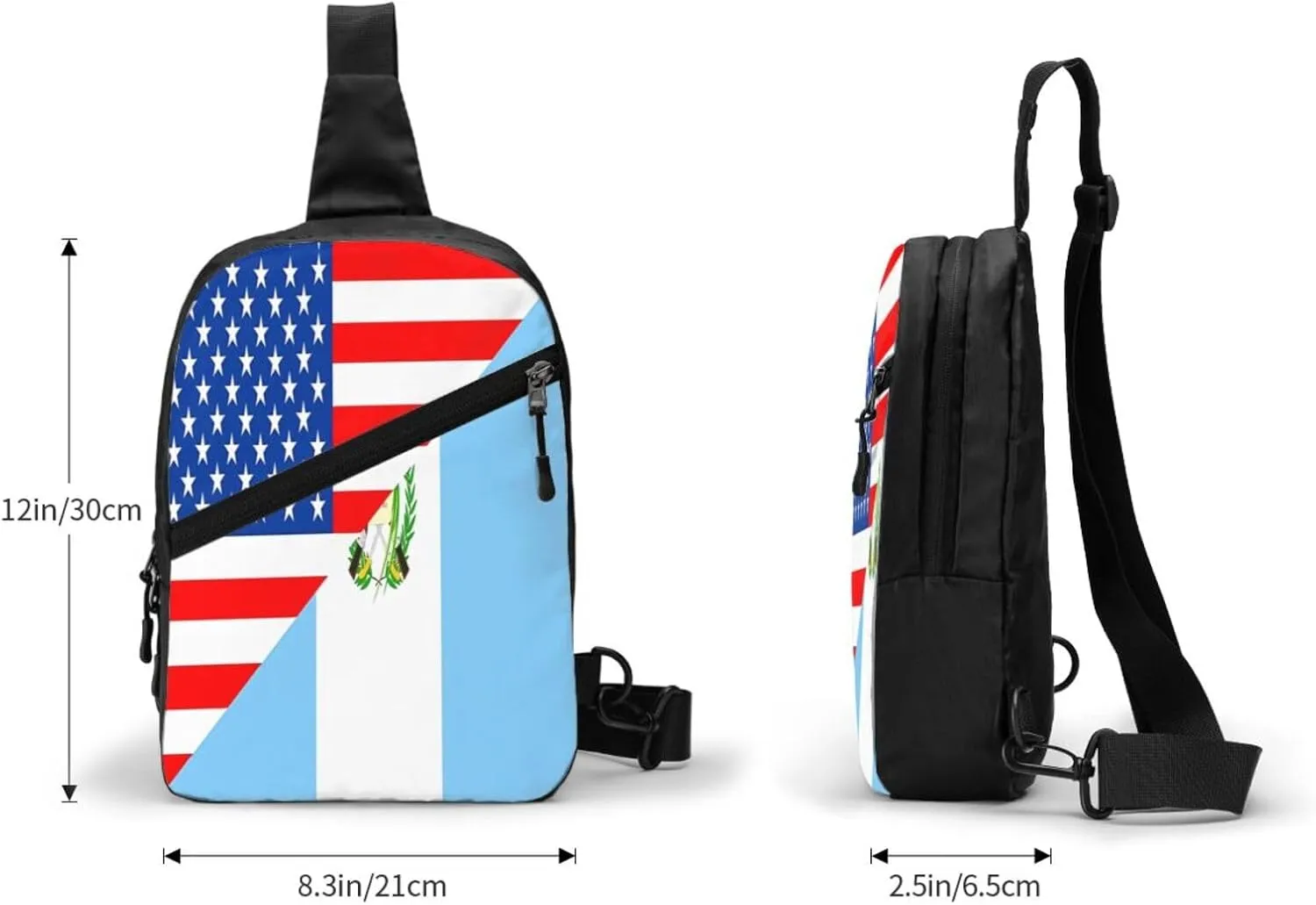 Half American Guatemala Guatemalan Flag Crossbody Bag Portable Sling Bags Foldable Chest Daypack Reusable Sports Shoulder Backpack Diagonally Casual Rucksack Travel Bag