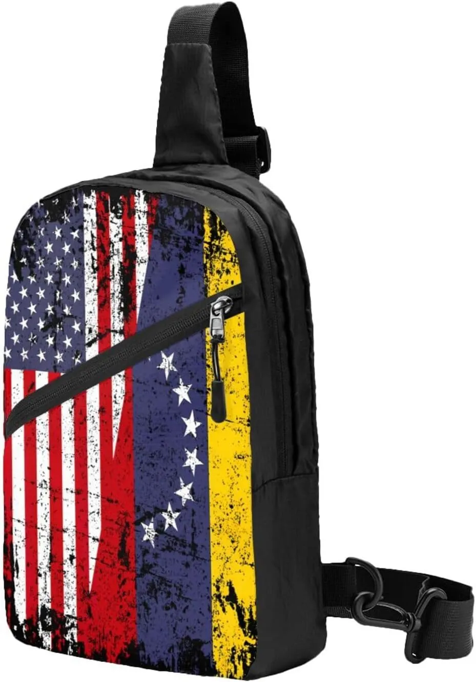 Half American Venezuelan Venezuela Flag Crossbody Bag Portable Sling Bags Foldable Chest Daypack Reusable Sports Shoulder Backpack Diagonally Casual Rucksack Travel Bag