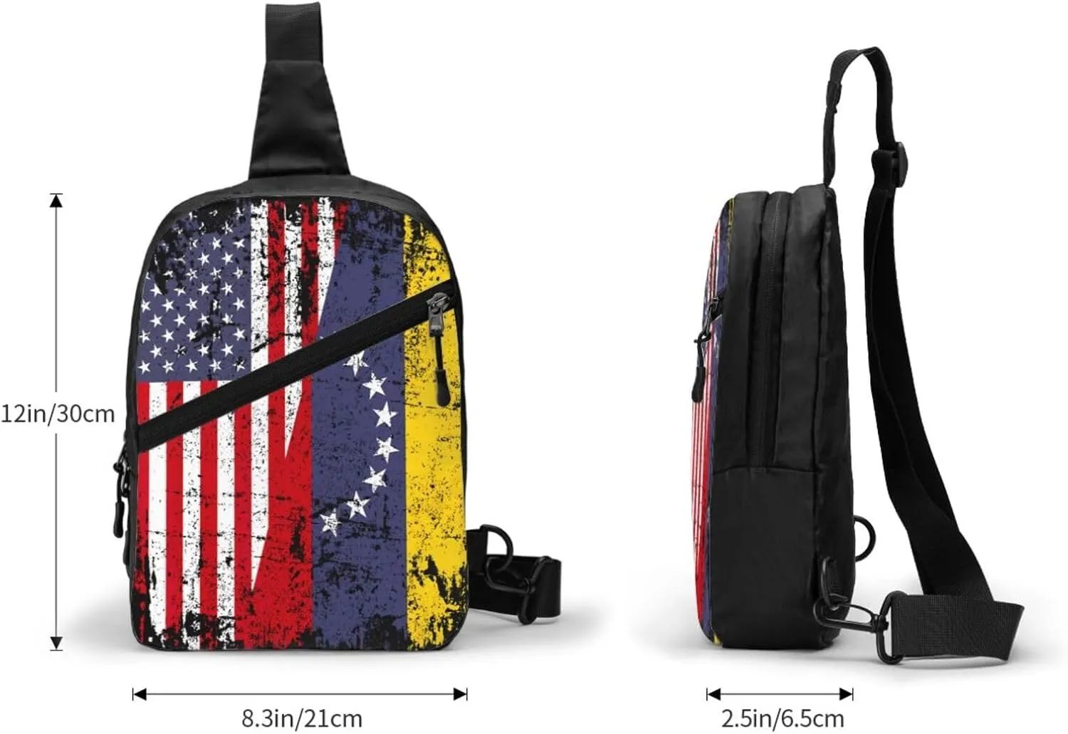 Half American Venezuelan Venezuela Flag Crossbody Bag Portable Sling Bags Foldable Chest Daypack Reusable Sports Shoulder Backpack Diagonally Casual Rucksack Travel Bag