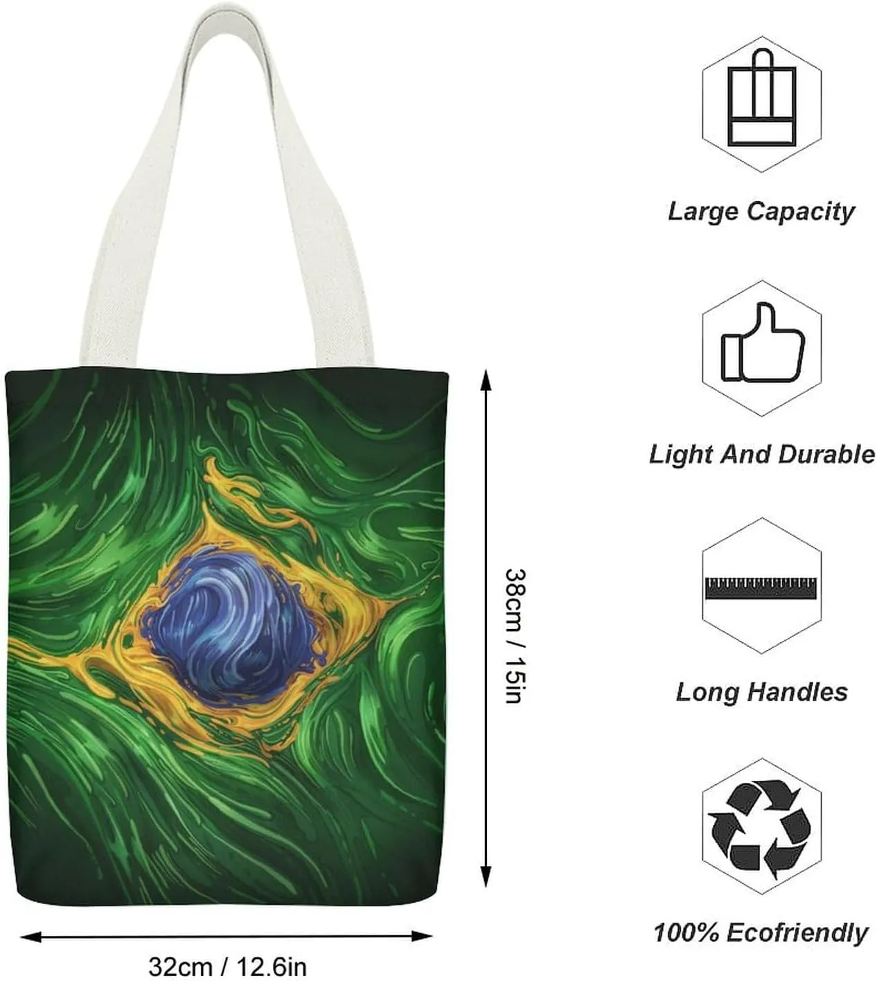 Halloween Decorations Black Cat Bat Pumpkin Skull Party Pattern Large Capacity Stylish Canvas Tote Bag