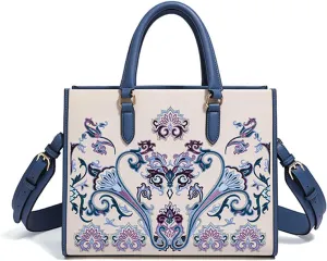 Hand-embroidered leather women's handbags, tots, shoulder bags