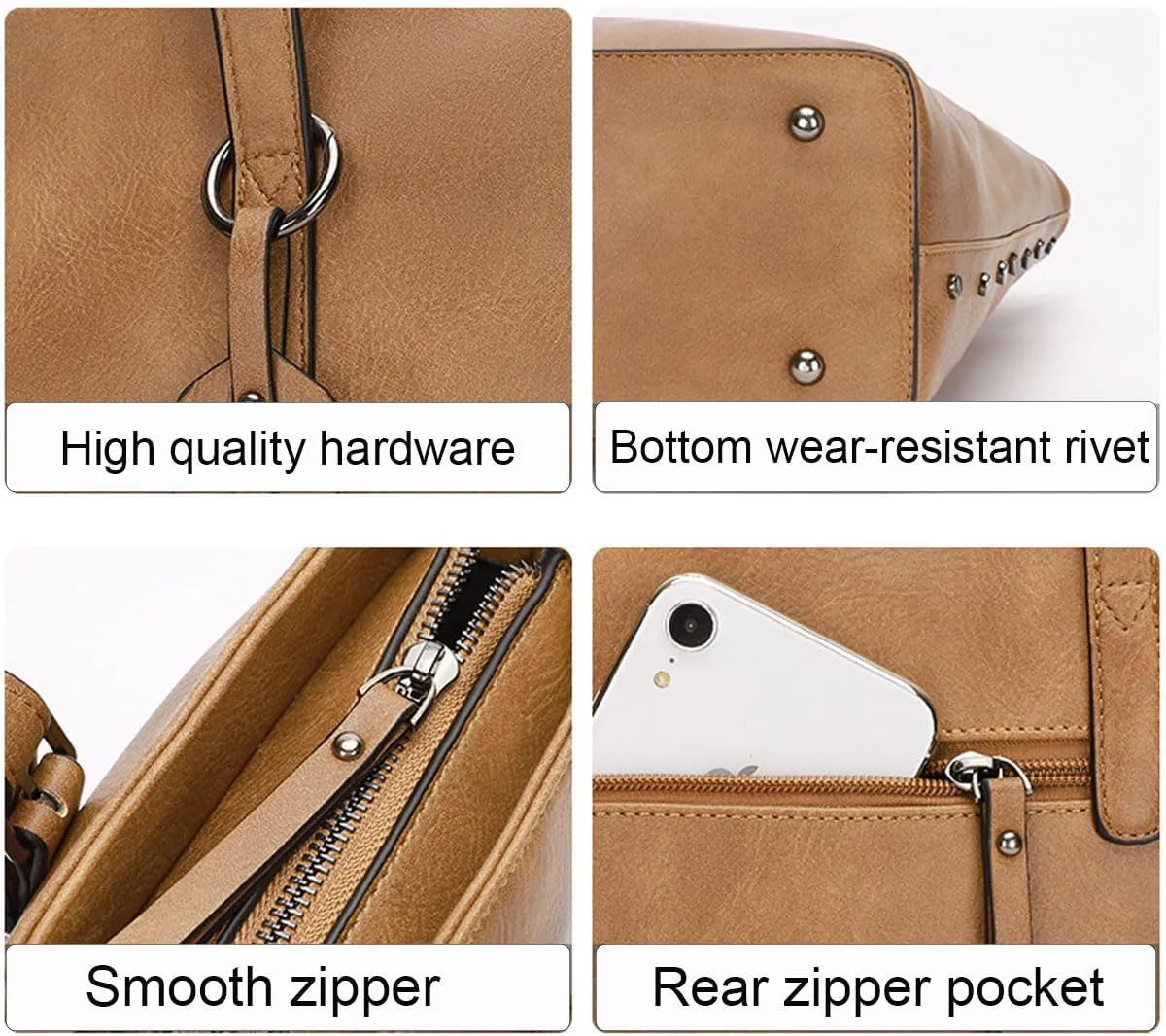 Handbag for Women Tote Bag PU Leather Large Shoulder Bag Top Handle Satchel Purses 2Pcs Set