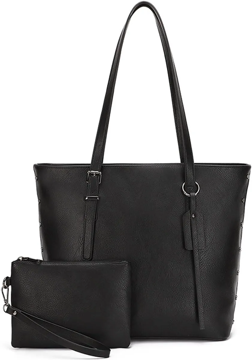 Handbag for Women Tote Bag PU Leather Large Shoulder Bag Top Handle Satchel Purses 2Pcs Set