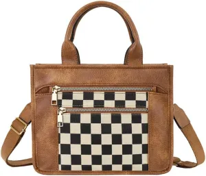 Handbags and Purses for Women 2025, Large Travel Tote Bag, Canvas Bible Purse, Chic Checkered Hobo Bag for Daily a