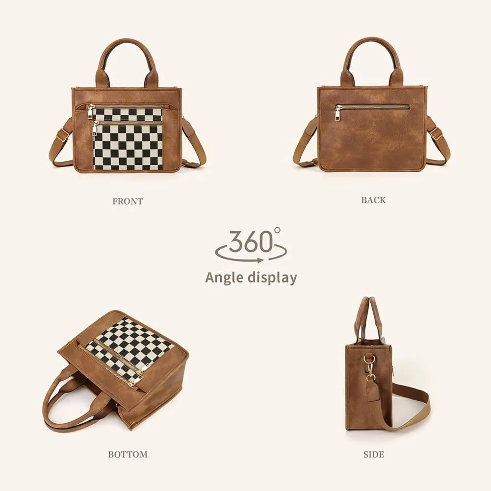 Handbags and Purses for Women 2025, Large Travel Tote Bag, Canvas Bible Purse, Chic Checkered Hobo Bag for Daily a