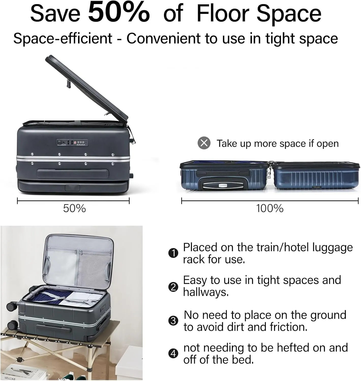 Hanke Luggage 24 Inch Hard Case Luggages Large Suitcases with Wheels & Wide Handle TSA Approved Luggage Top Open Rolling Checked Suitcase(Graphite Grey)