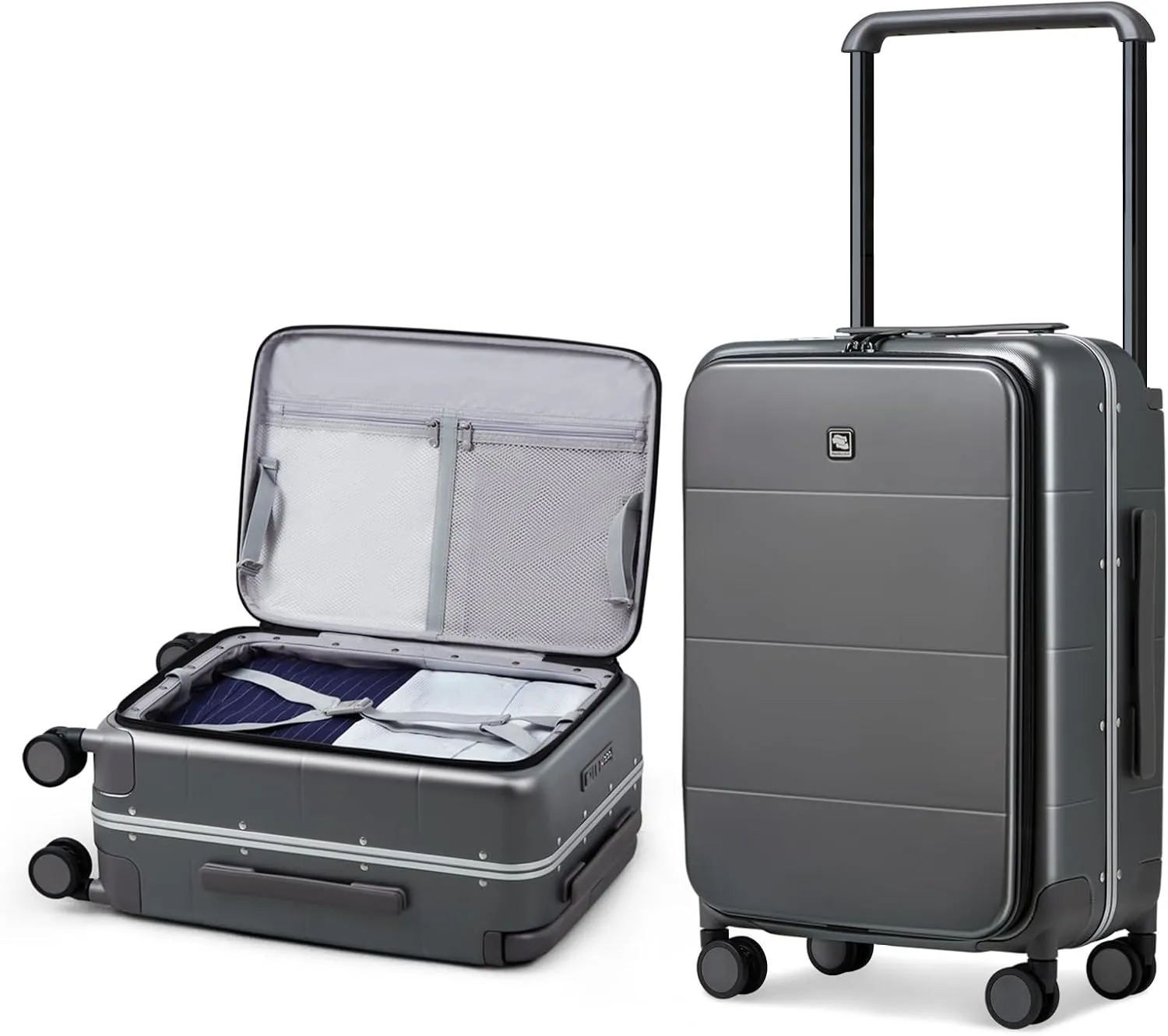 Hanke Luggage 24 Inch Hard Case Luggages Large Suitcases with Wheels & Wide Handle TSA Approved Luggage Top Open Rolling Checked Suitcase(Graphite Grey)