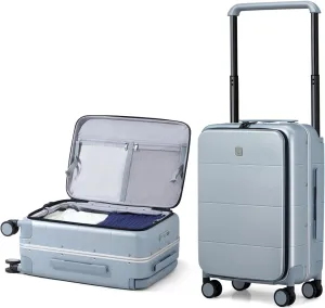 Hanke Wide Handle Carry On Luggage with Wheels, Hard Shell Suitcases 20 Inch Top Open Luggage Aluminum Hardside Luggage for Travel(Grey)