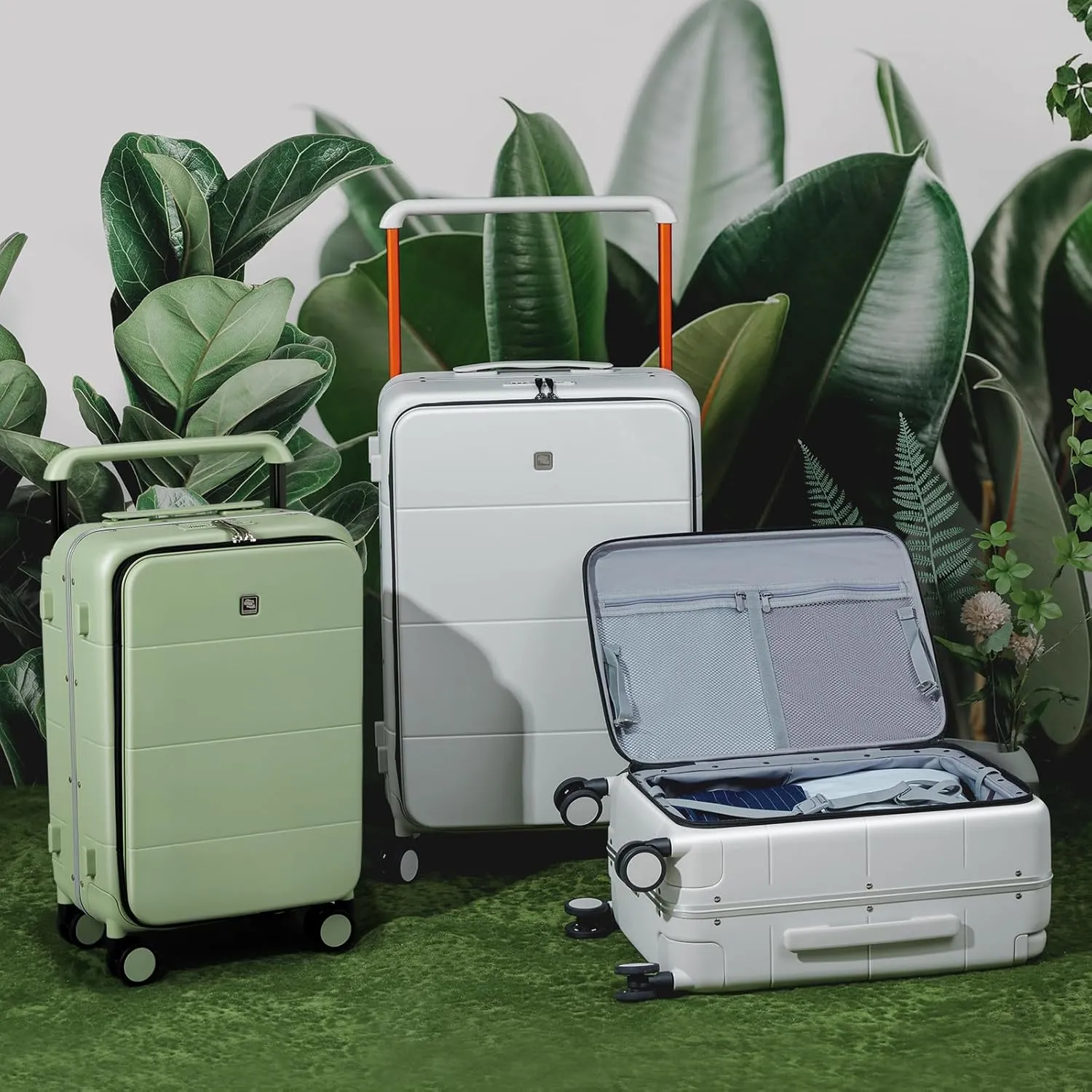 Hanke Wide Handle Luggage 24 Inch Suitcases with Wheels Top Opening TSA Luggage Hard Case Luggage Bag for Travel Men Women Luggages(Bamboo Green)