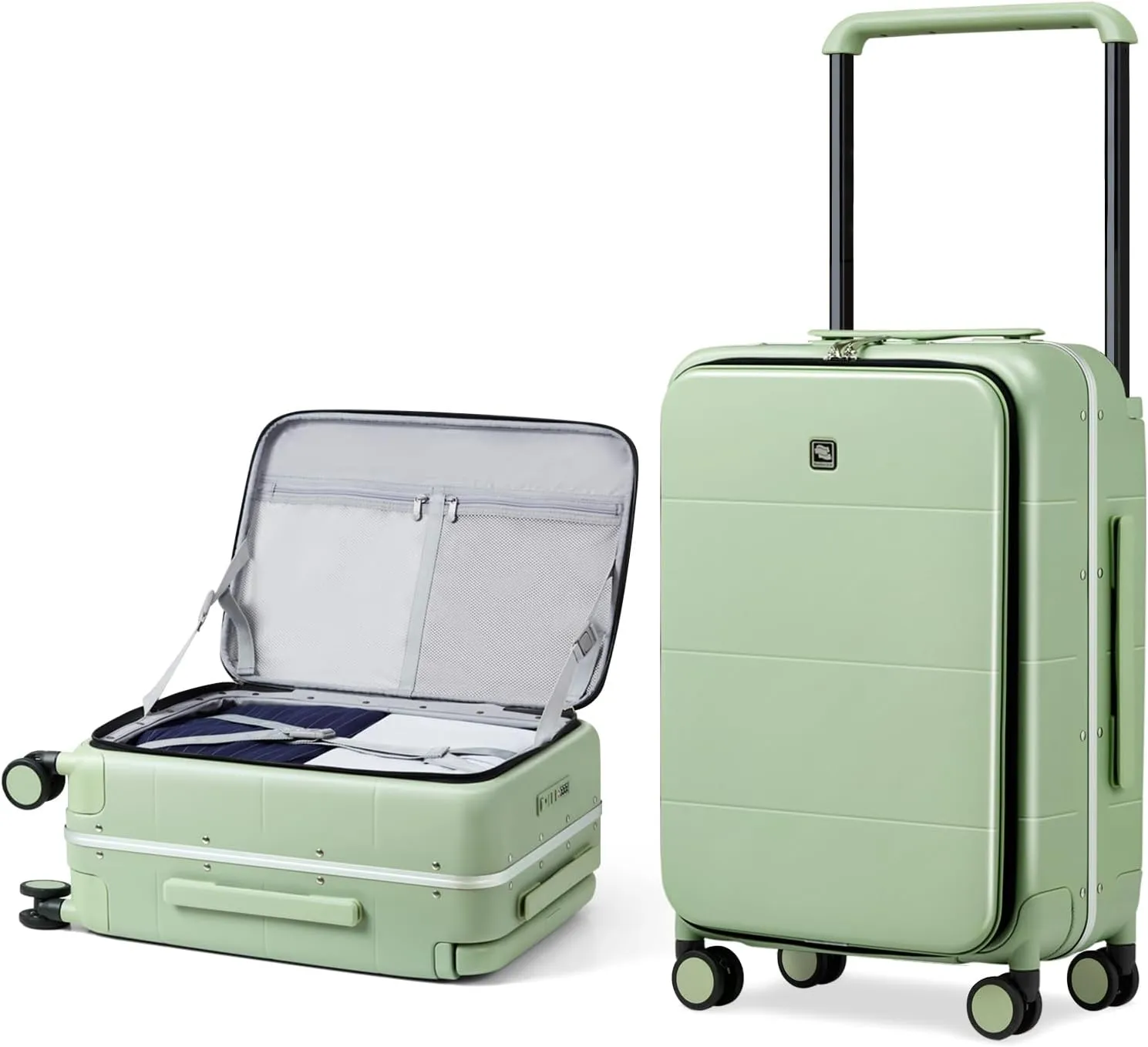 Hanke Wide Handle Luggage 24 Inch Suitcases with Wheels Top Opening TSA Luggage Hard Case Luggage Bag for Travel Men Women Luggages(Bamboo Green)