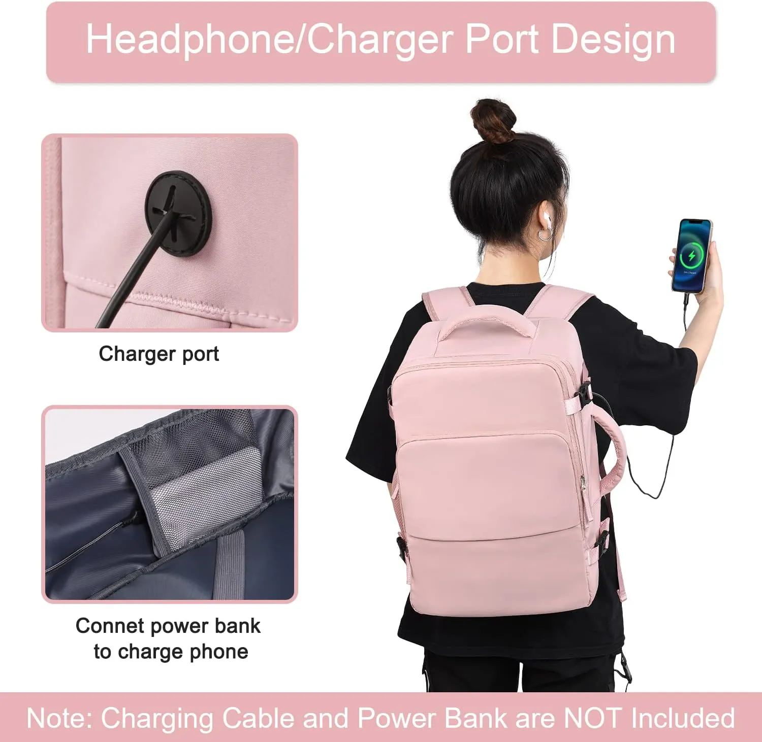 Hanples Carry On Bags Travel Backpack for Women - 35L Personal Item Luggage Backpack, Waterproof, USB Charging, Fits 16 Inch Laptops Airplane Travel Essentials