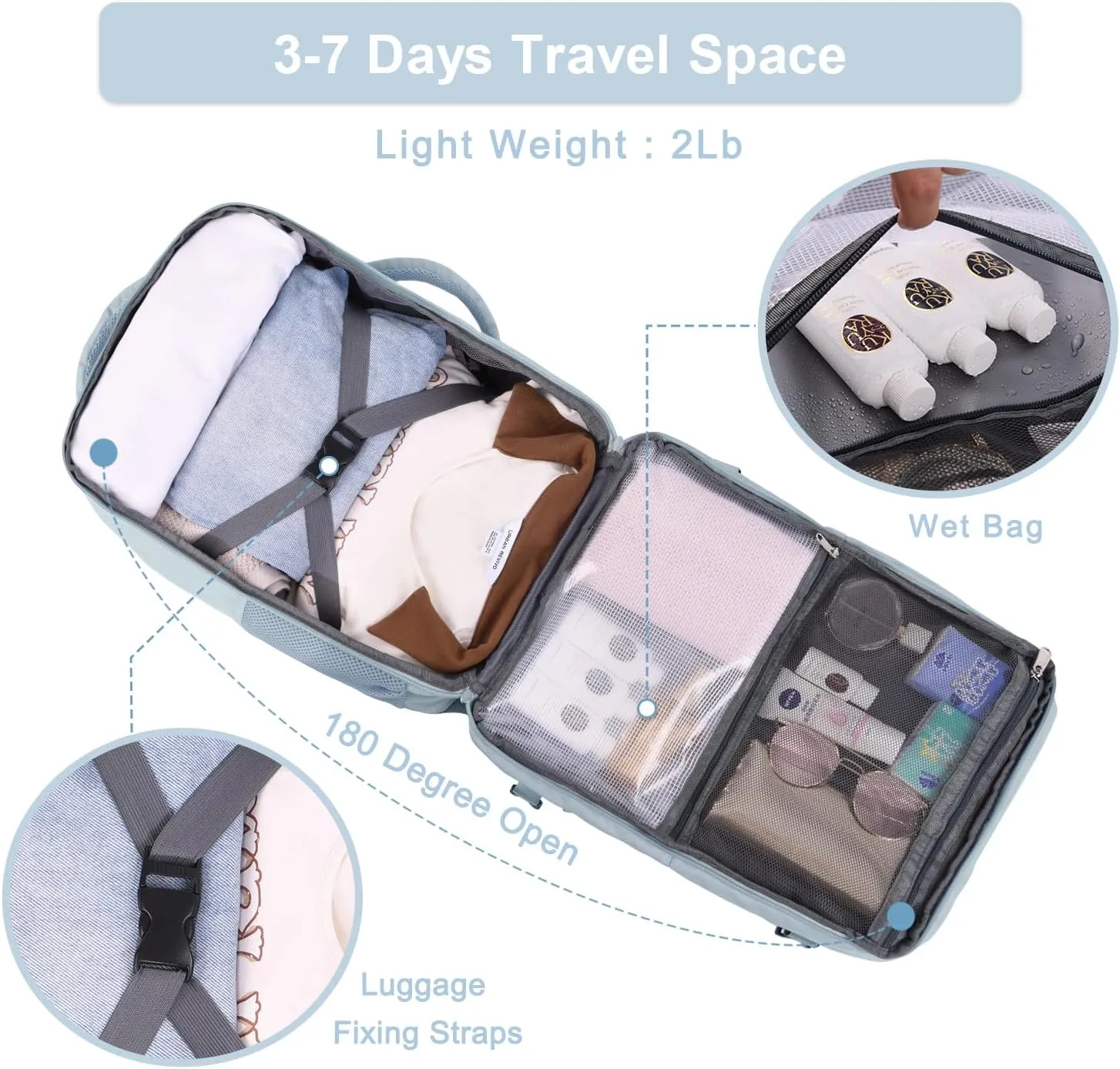 Hanples Large Travel Laptop Backpack for Women, Carry On Backpack, Hiking Backpack, Waterproof Durable Business Backpack with USB Charging Port, College Computer Bag, Fits 16 Inch Laptop