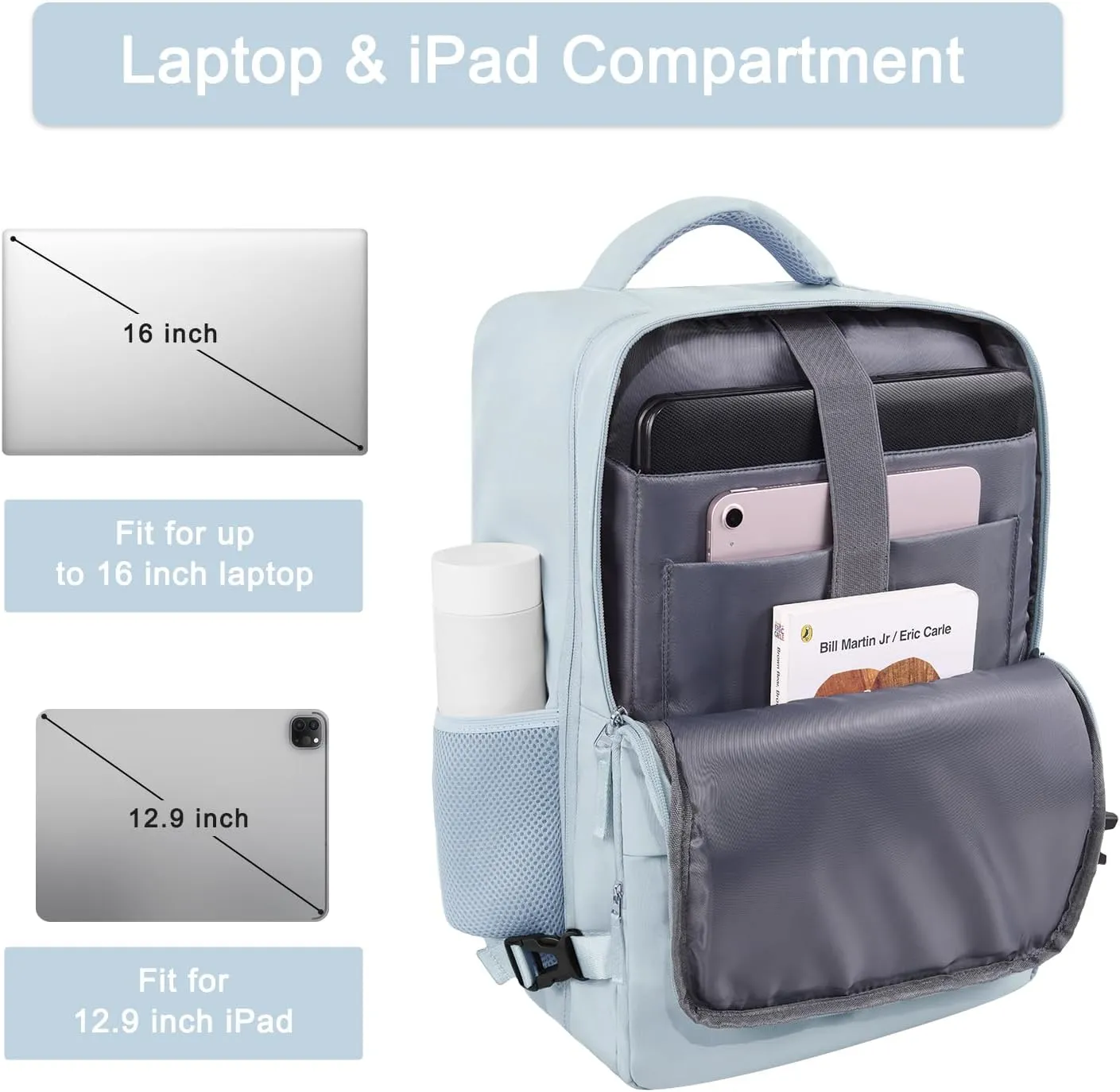 Hanples Large Travel Laptop Backpack for Women, Carry On Backpack, Hiking Backpack, Waterproof Durable Business Backpack with USB Charging Port, College Computer Bag, Fits 16 Inch Laptop