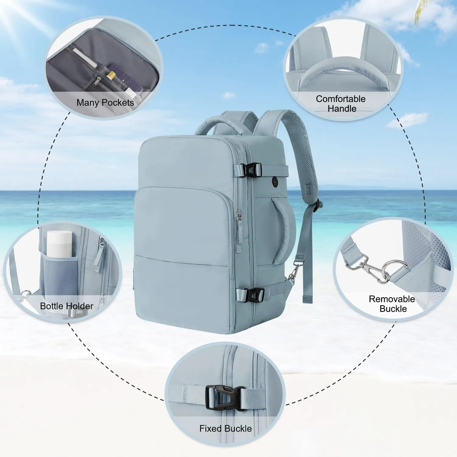 Hanples Large Travel Laptop Backpack for Women, Carry On Backpack, Hiking Backpack, Waterproof Durable Business Backpack with USB Charging Port, College Computer Bag, Fits 16 Inch Laptop