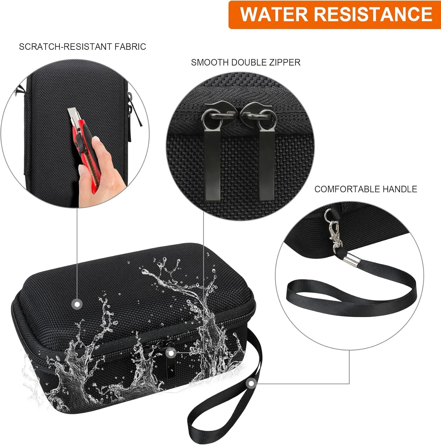 Hard Carrying Case for Canon PowerShot SX740/ SX730/ SX720/ SX620/ G7X Digital Camera, Protective Storage Bag with Zipper Mesh Pocket for Battery Pack, Charging Cable, USB Card, Black Orange