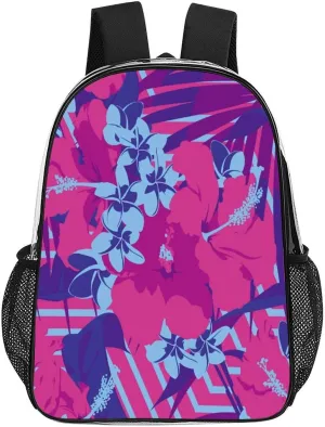 Hawaiian Flowers Clear Shoulders Bag Unisex Backpack for Camping Hiking Travel