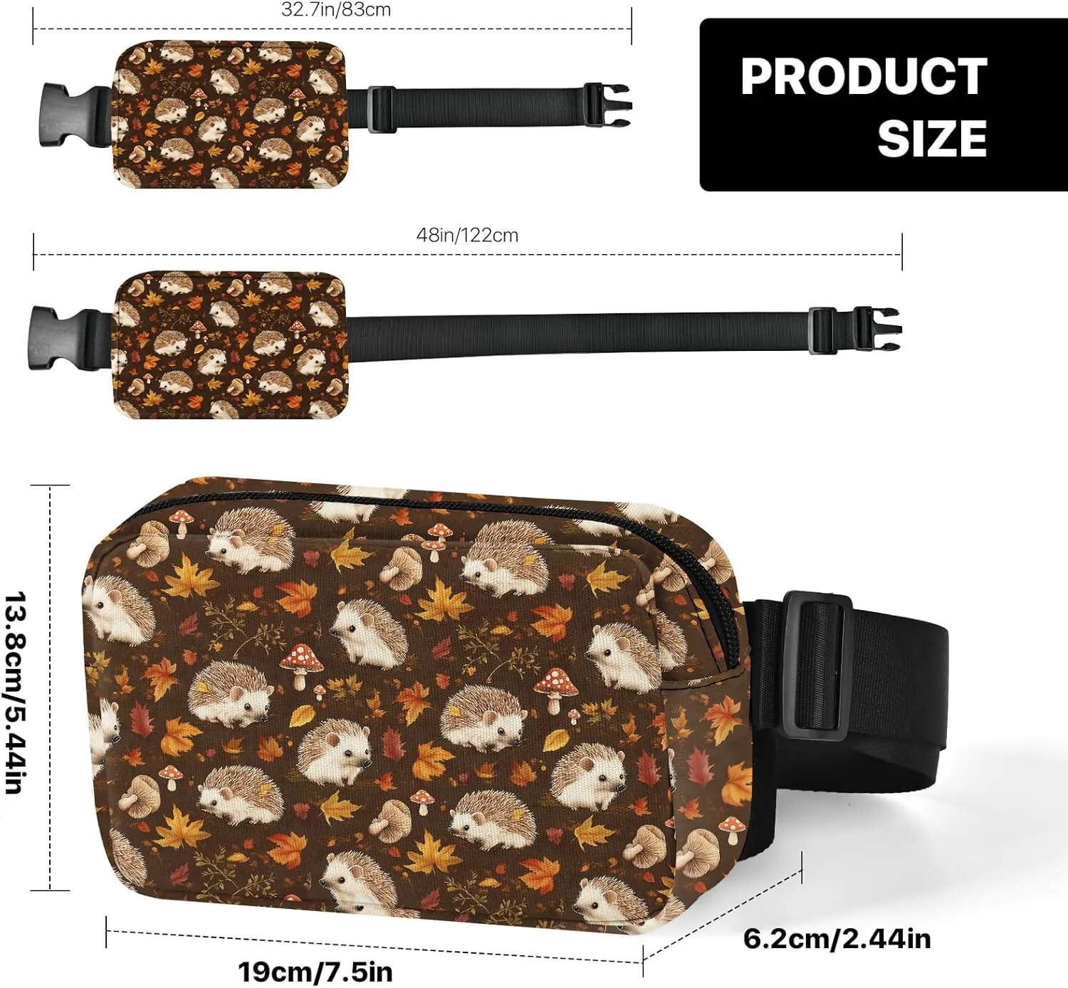 Hedgehogs Fanny Pack for Women Casual Belt Bag Waterproof Purse Lightweight Waist Bags with Adjustable Straps Wallet Travel Presents Workout