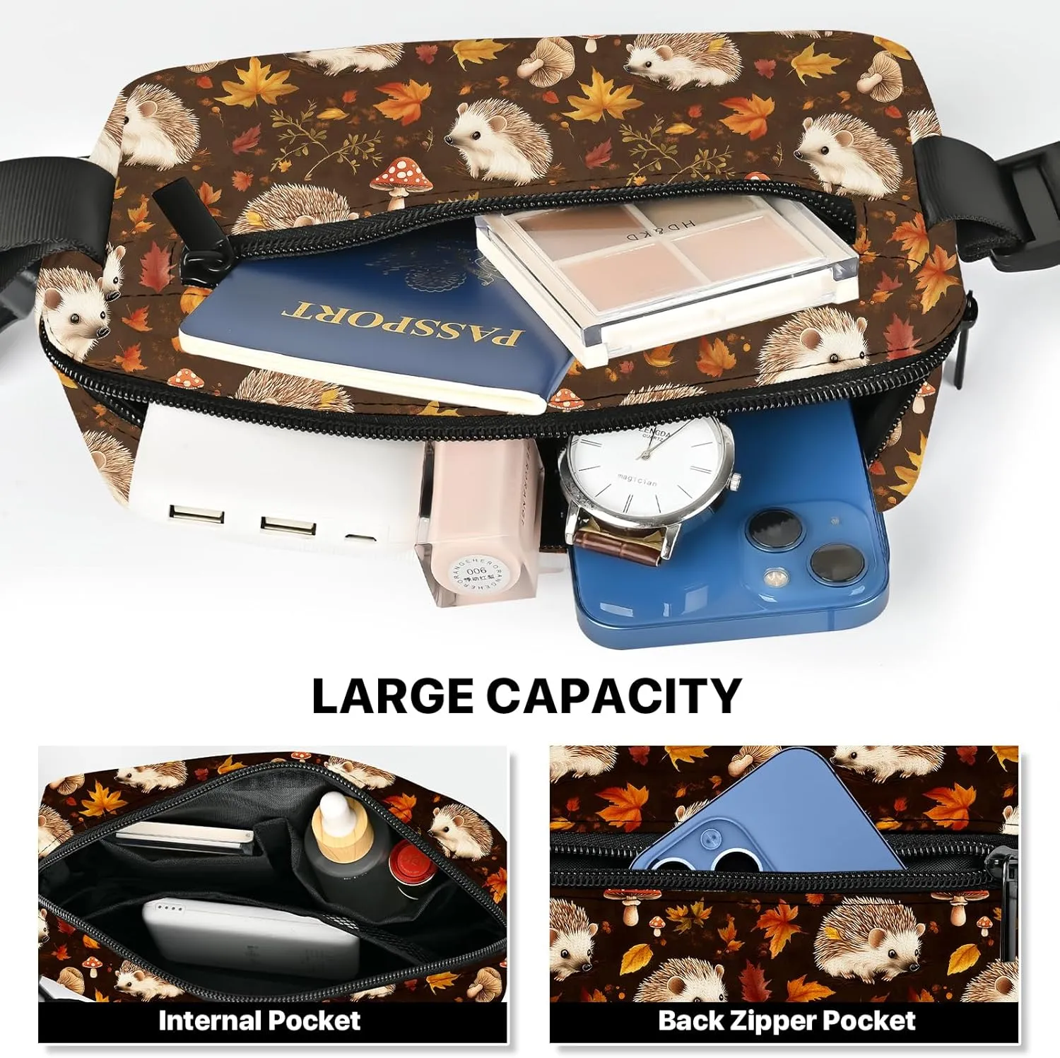Hedgehogs Fanny Pack for Women Casual Belt Bag Waterproof Purse Lightweight Waist Bags with Adjustable Straps Wallet Travel Presents Workout