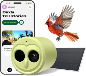 Hibird 4K HD Smart Bird Feeder Camera Solar Powered, 2.4G/5G Dual WiFi Wireless Outdoor, 6X Slow Motion Auto Bird Video Capture, Instant Notifications, AI Identify 10000  Species for Everyone