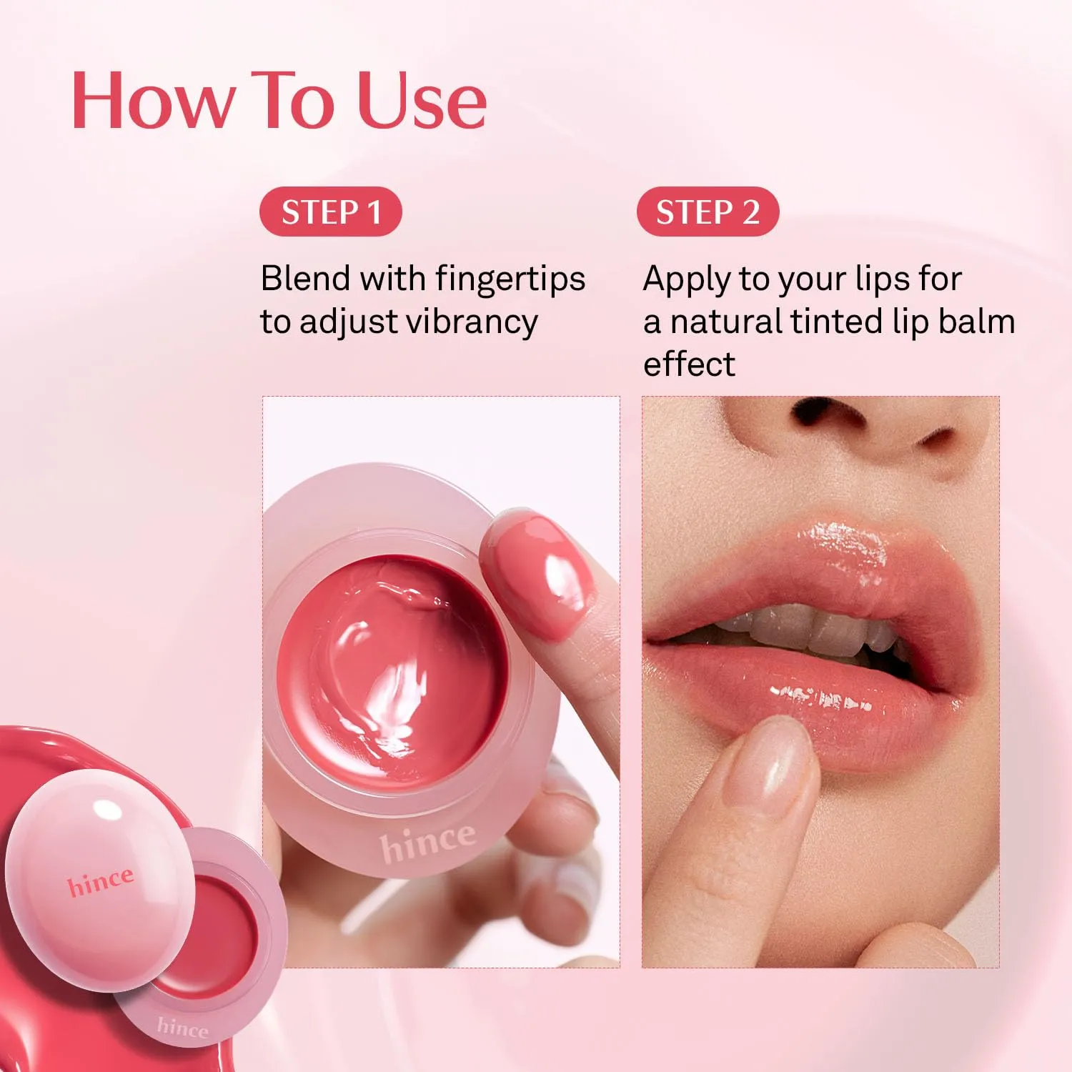 HINCE Raw Glow Dewy Ball - Tinted Lip Balm, Jelly Gloss Glow, Shine and Hydration, Lip & Blush Multiuse, Vegan, 0.12 oz. (13 colors) (GINGER PEACH)