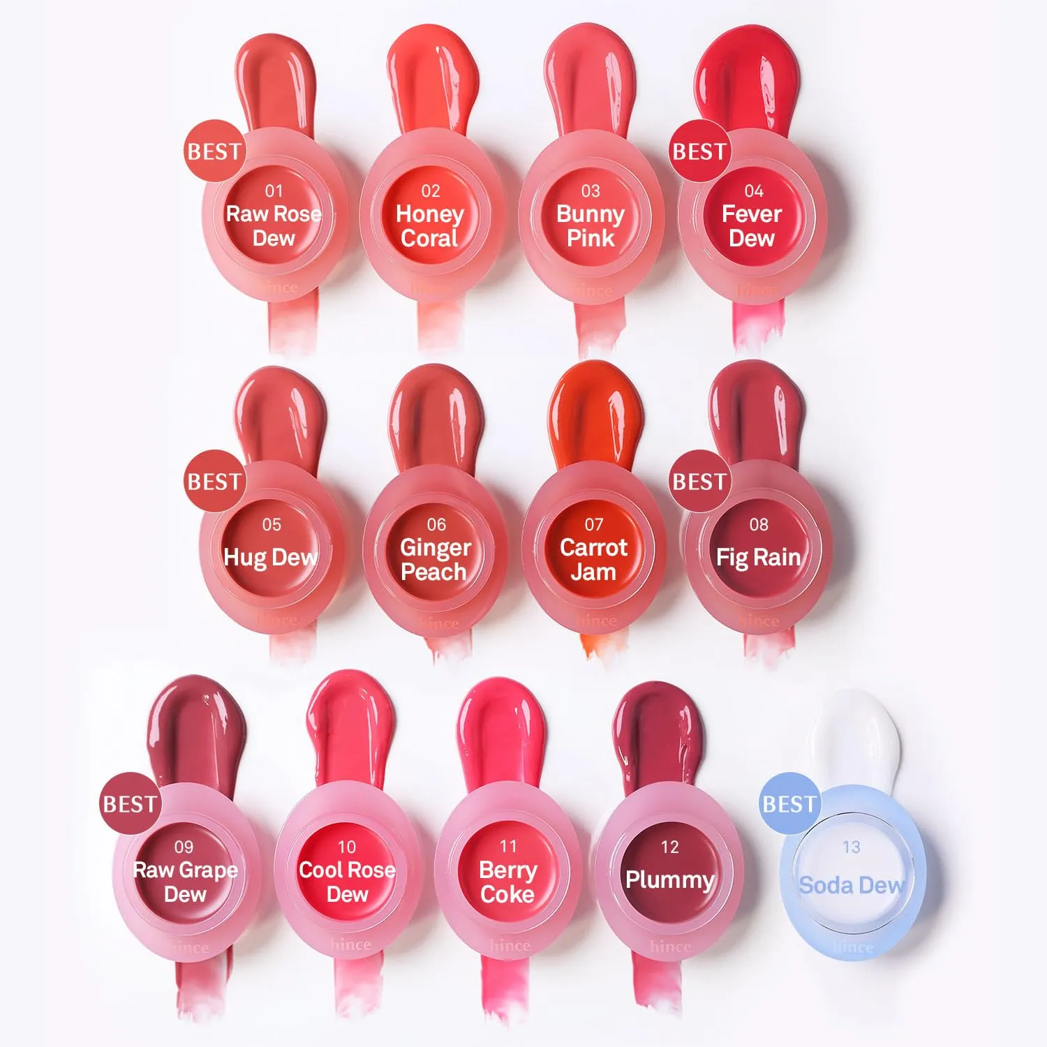 HINCE Raw Glow Dewy Ball - Tinted Lip Balm, Jelly Gloss Glow, Shine and Hydration, Lip & Blush Multiuse, Vegan, 0.12 oz. (13 colors) (RAW GRAPE DEW)