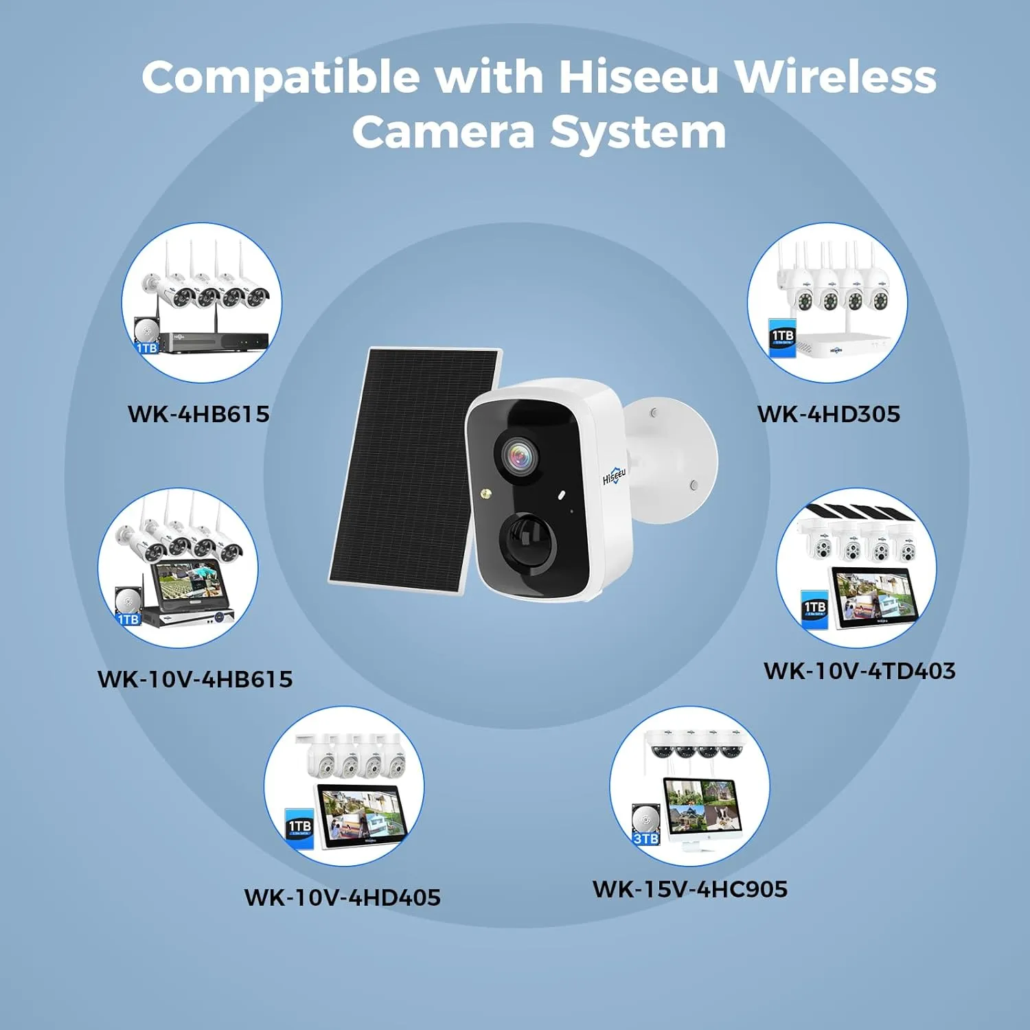 Hiseeu Solar Security Cameras Wireless Outdoor 2 Pack, Battery Powered 3K 4MP wifi Cameras for Home Surveillance, PIR/AI Motion Detection, Waterproof, Color Night Vision, 2-Way Audio, Cloud/SD Storage