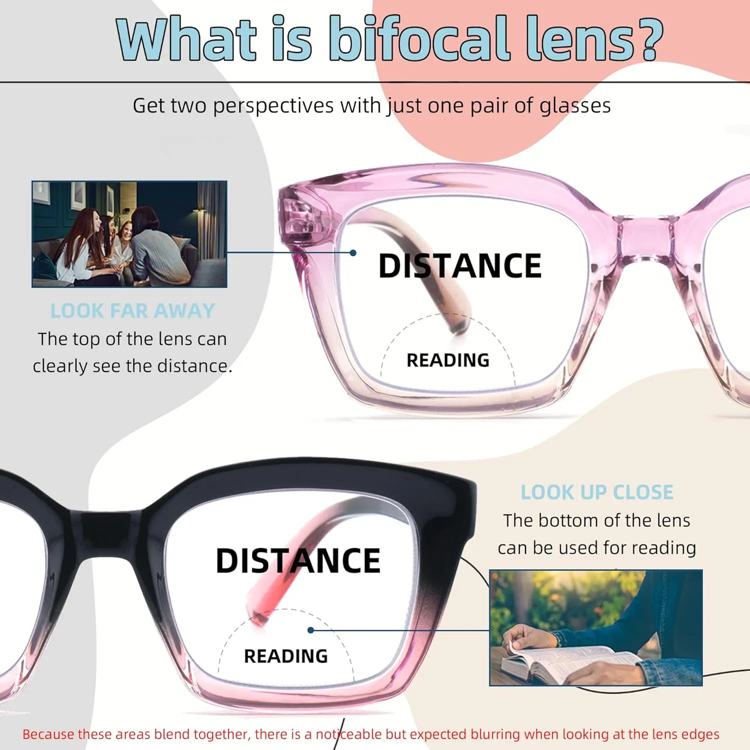 HIYANJN Bifocal Reading Glasses For Women Men Blue Light Computer Readers Clear Top Transition Ladies Eyewear