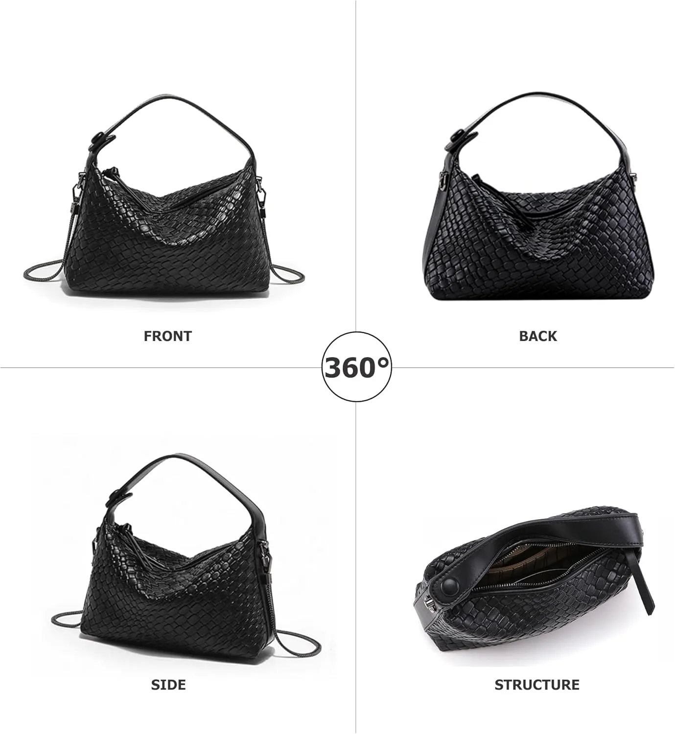 Hobo Bag for Women Vegan Leather Small Tote Crossbody Shoulder Purse Top Handle Handbag Satchel with Metal Chain