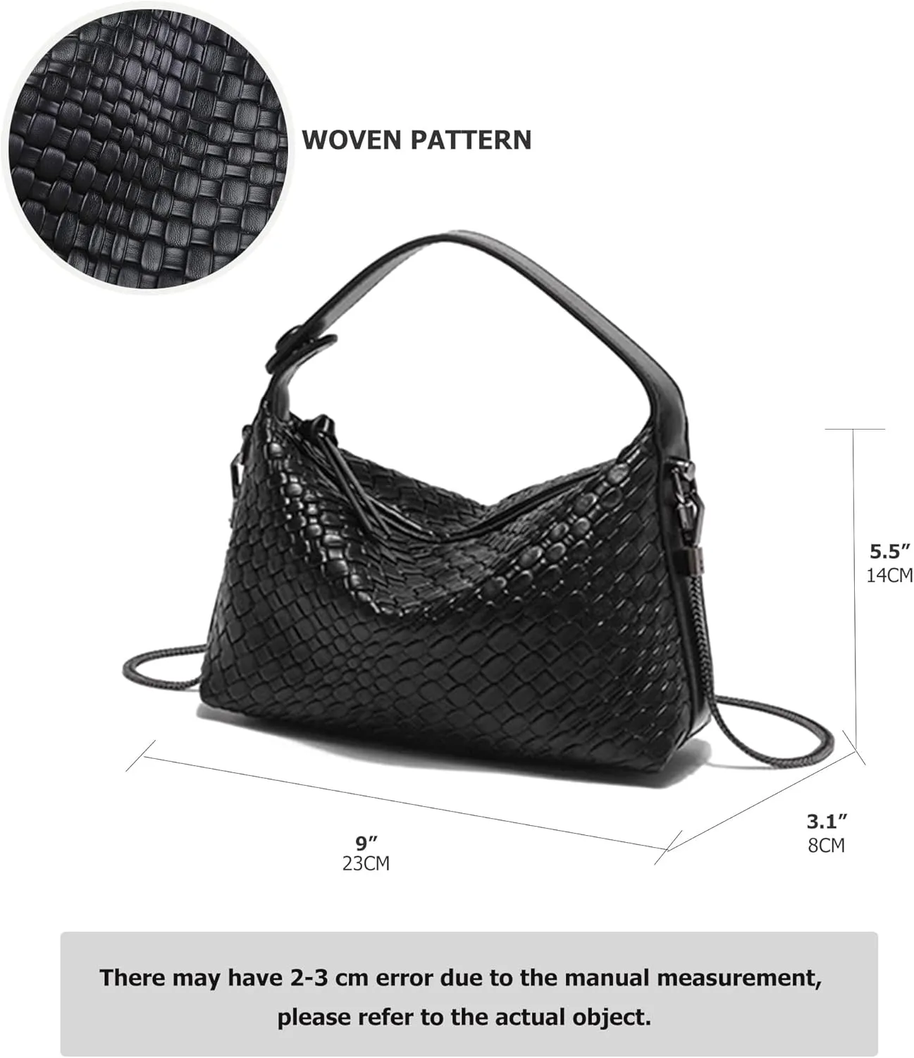 Hobo Bag for Women Vegan Leather Small Tote Crossbody Shoulder Purse Top Handle Handbag Satchel with Metal Chain