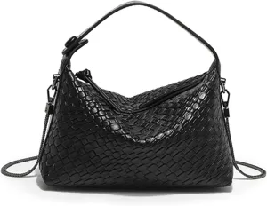 Hobo Bag for Women Vegan Leather Small Tote Crossbody Shoulder Purse Top Handle Handbag Satchel with Metal Chain