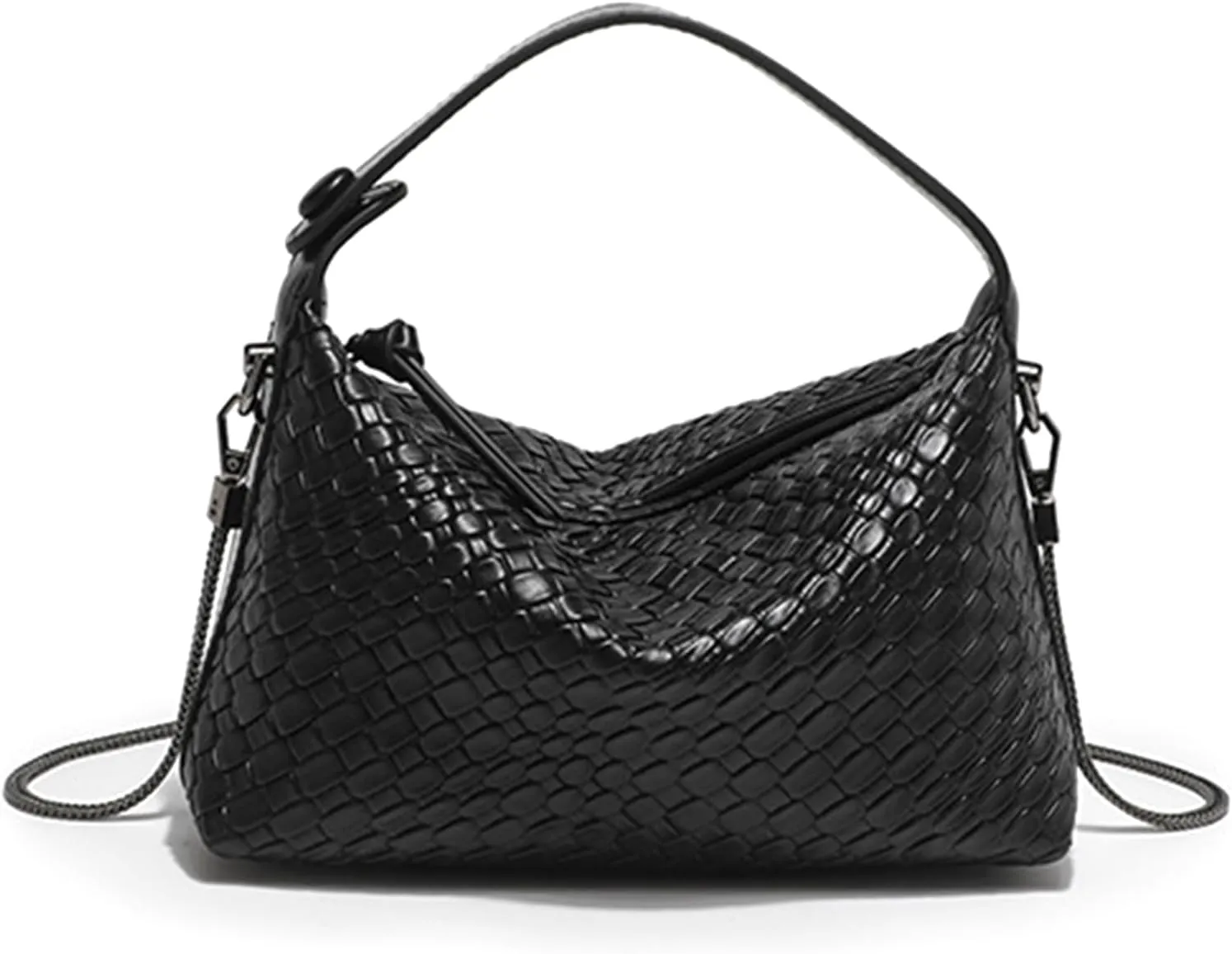 Hobo Bag for Women Vegan Leather Small Tote Crossbody Shoulder Purse Top Handle Handbag Satchel with Metal Chain