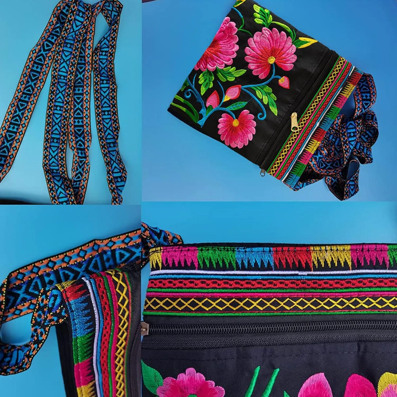Hobo Crossbody Bag for women, Vintage Ethnic Tribal Embroidered Boho Hippie Tote Handbags Shoulder Purse