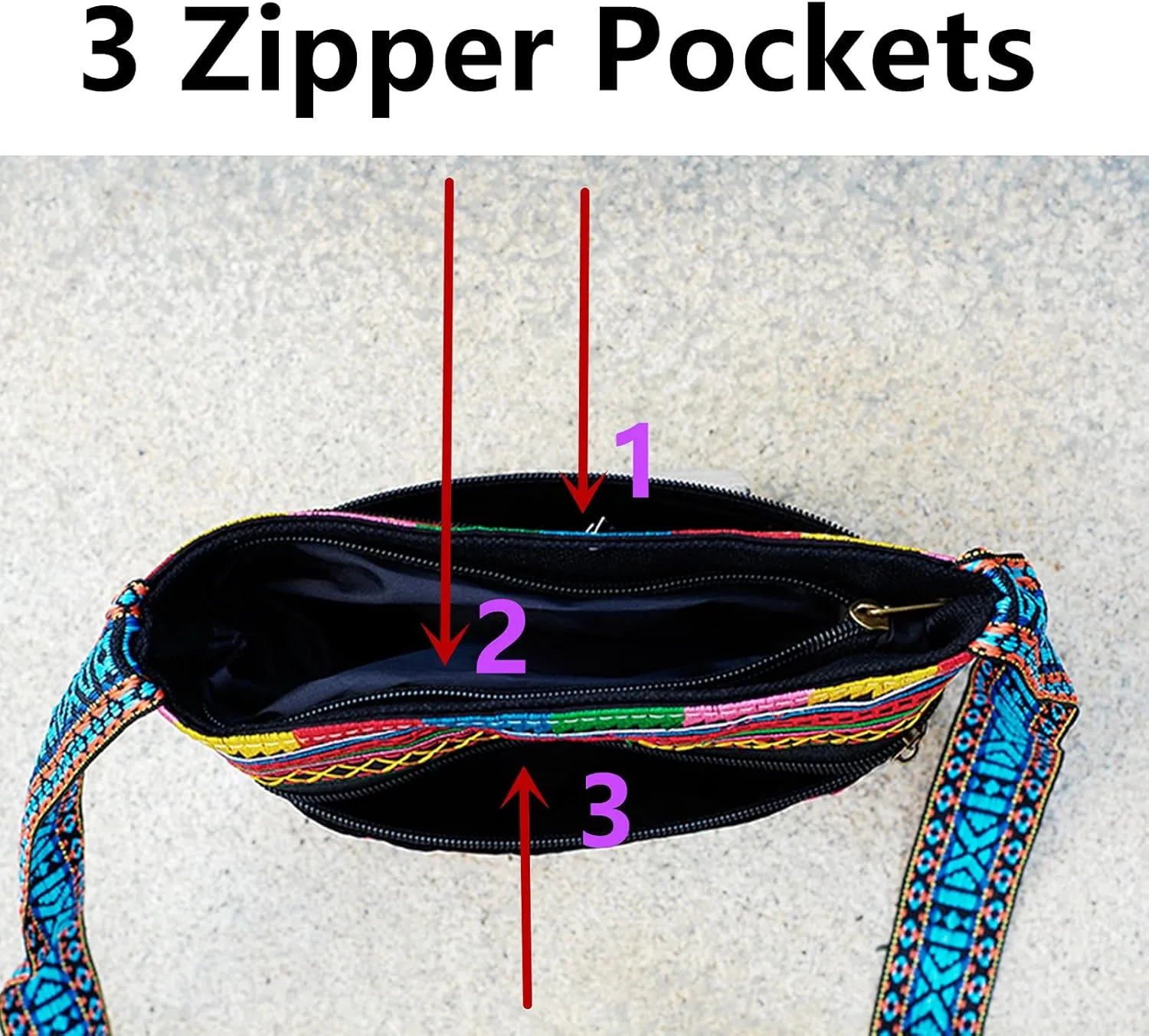Hobo Crossbody Bag for women, Vintage Ethnic Tribal Embroidered Boho Hippie Tote Handbags Shoulder Purse