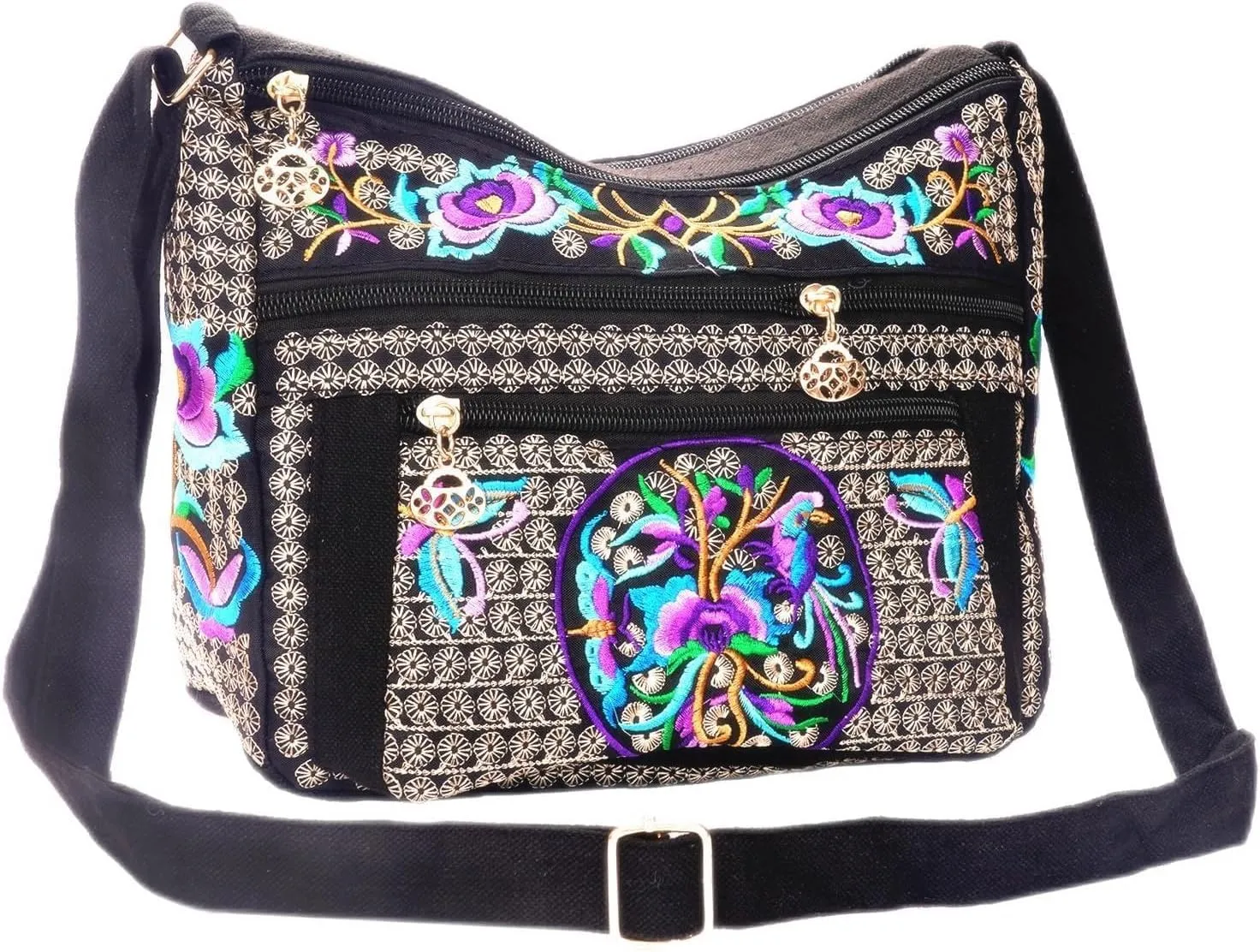 Hobo Crossbody Bag for women, Vintage Ethnic Tribal Embroidered Boho Hippie Tote Handbags Shoulder Purse