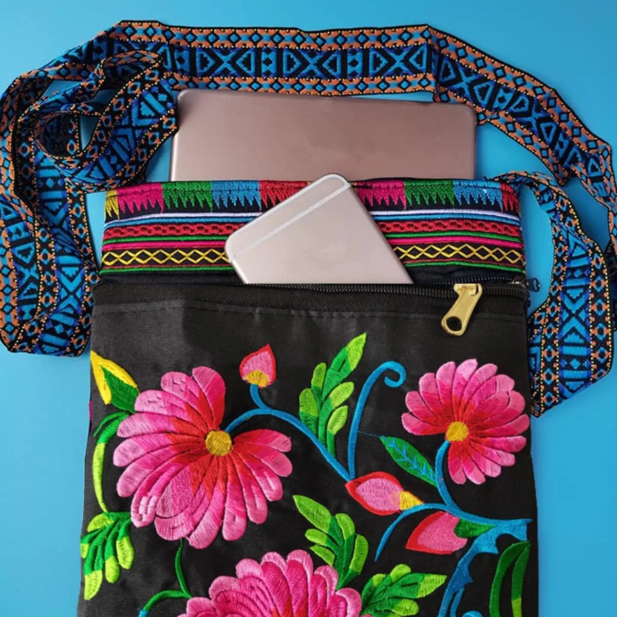 Hobo Crossbody Bag for women, Vintage Ethnic Tribal Embroidered Boho Hippie Tote Handbags Shoulder Purse