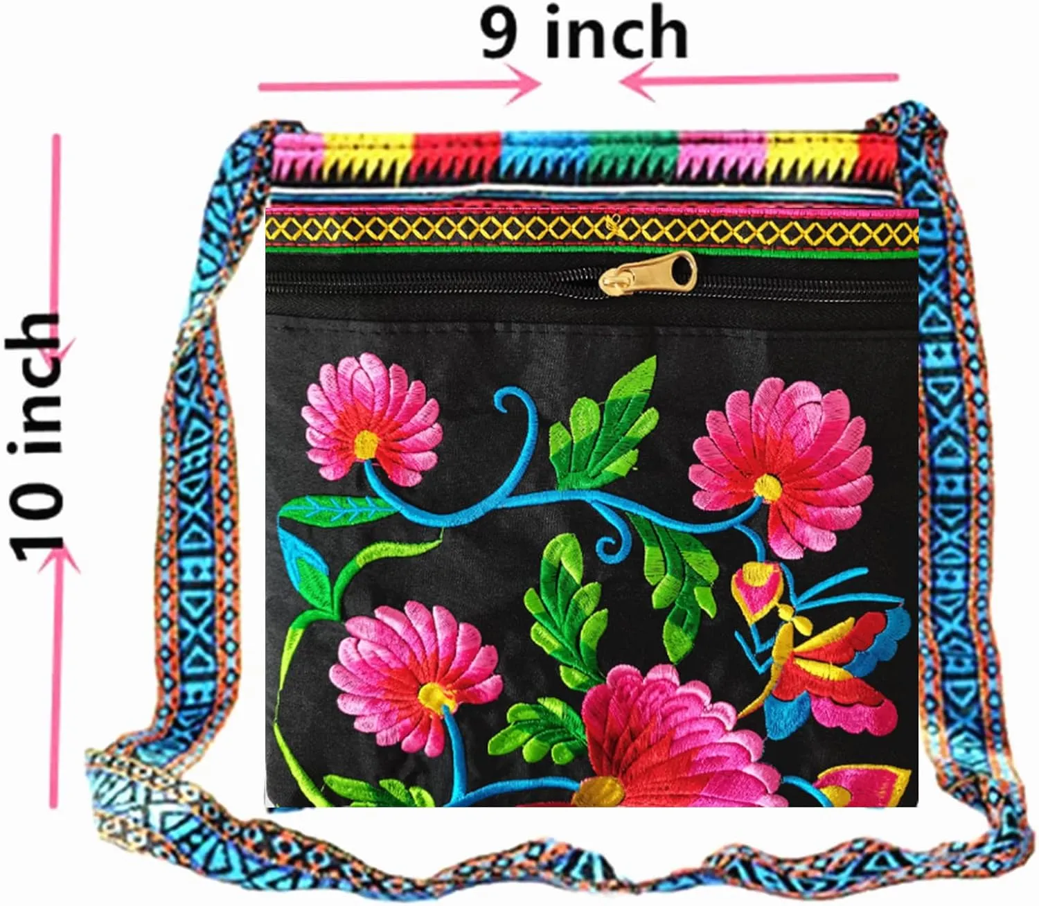 Hobo Crossbody Bag for women, Vintage Ethnic Tribal Embroidered Boho Hippie Tote Handbags Shoulder Purse