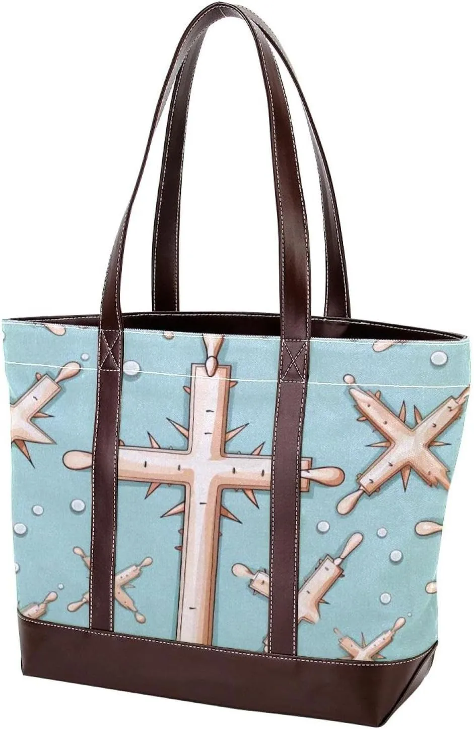 Holy Easter Cross-1057 Tote Bags Durable Leather Canvas Purses and Handbags for Women Top Handle Shoulder Satchel Hobo Bags