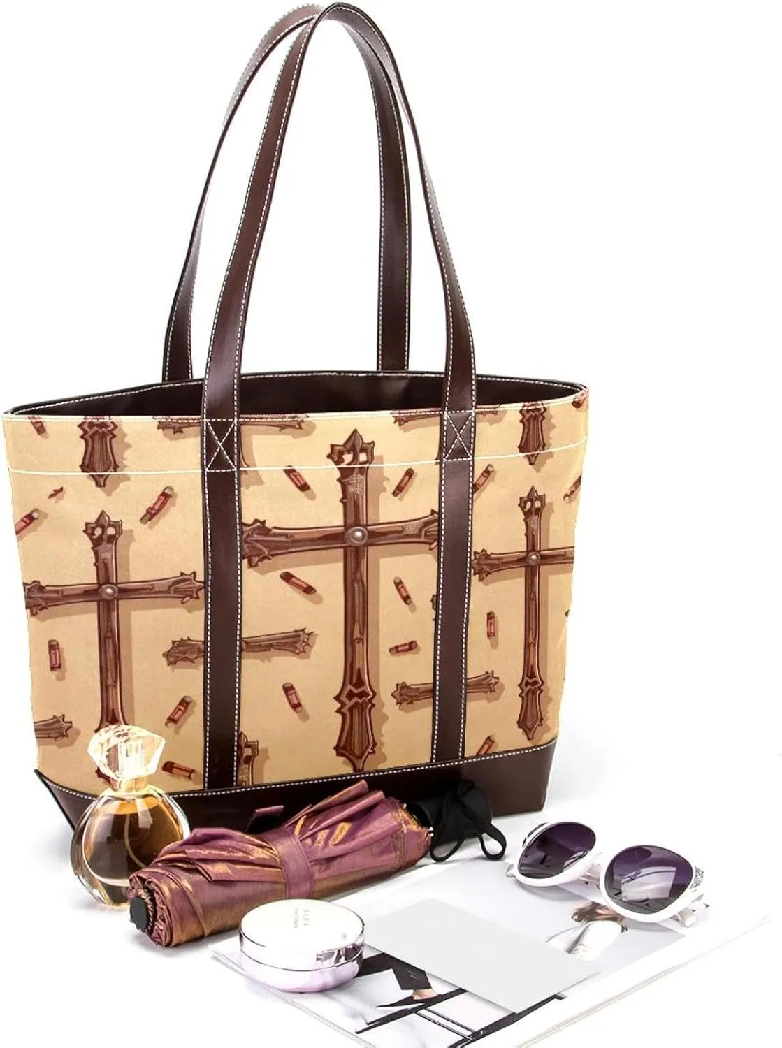 Holy Easter Cross-1090 Tote Bags Durable Leather Canvas Purses and Handbags for Women Top Handle Shoulder Satchel Hobo Bags