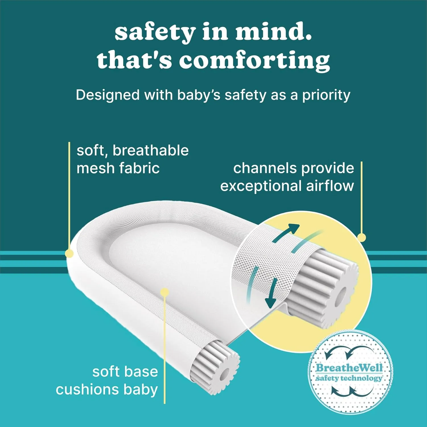 Homedics 3-in-1 Calming Baby Cushion, Soothing Comfort for Newborns & Infants, Snuggling Sensation, Sound and Vibration, Designed for Safety, Cordless, Rechargeable & Machine-Washable, Gray