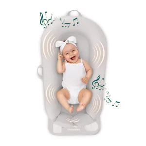 Homedics 3-in-1 Calming Baby Cushion, Soothing Comfort for Newborns & Infants, Snuggling Sensation, Sound and Vibration, Designed for Safety, Cordless, Rechargeable & Machine-Washable, Gray