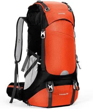 HOMIEE 50L Hiking Backpack Travel Bag Waterproof Camping Rucksack with Rain Cover Lightweight Backpacking Backpack
