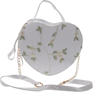 Homoyoyo Women's Crossbody Bag Handbags Women Floral Lace Shaped Dinner Party Chain Bag Sturdy, White, 17X15CM