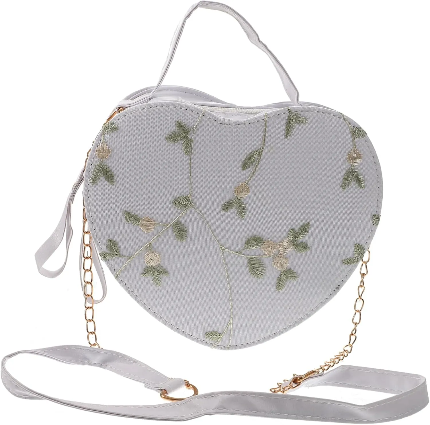 Homoyoyo Women's Crossbody Bag Handbags Women Floral Lace Shaped Dinner Party Chain Bag Sturdy, White, 17X15CM