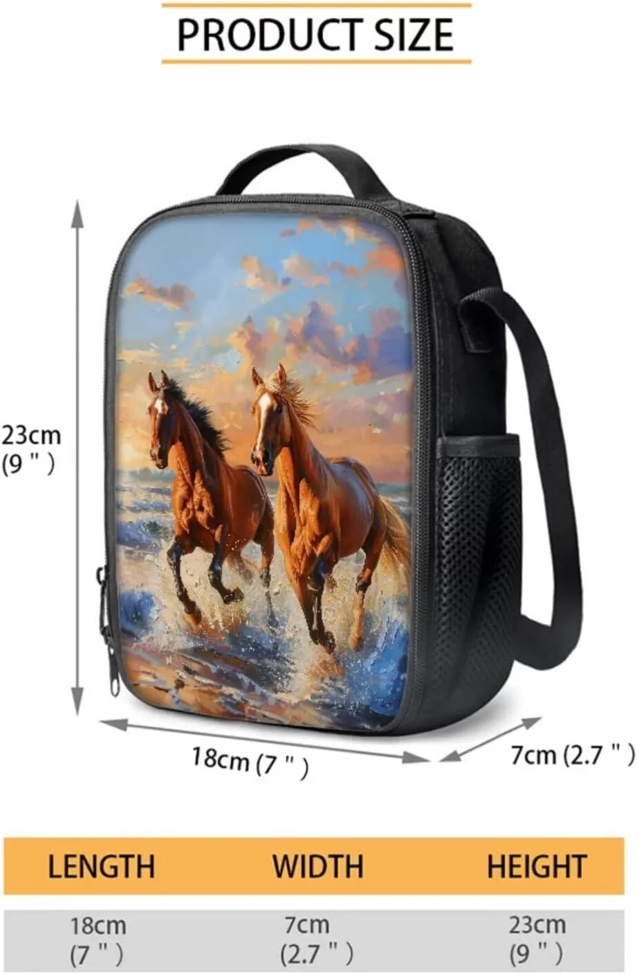 Horse School Bag for Girls 8 10 Year Old with Lunch Box Middle School Backpacks Lunch Bag Pencil Case for Kids 5th Grade Bookbags and Lunchbox Large Capacity School Bags Lunchbag
