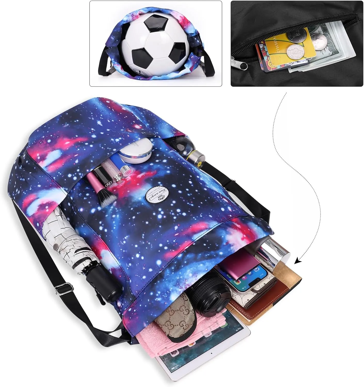HUA ANGEL Floral Print Drawstring Bag - Lightweight Waterproof Cinch Sackpack with Side Pocket for Men & Women Travel Gym Bag