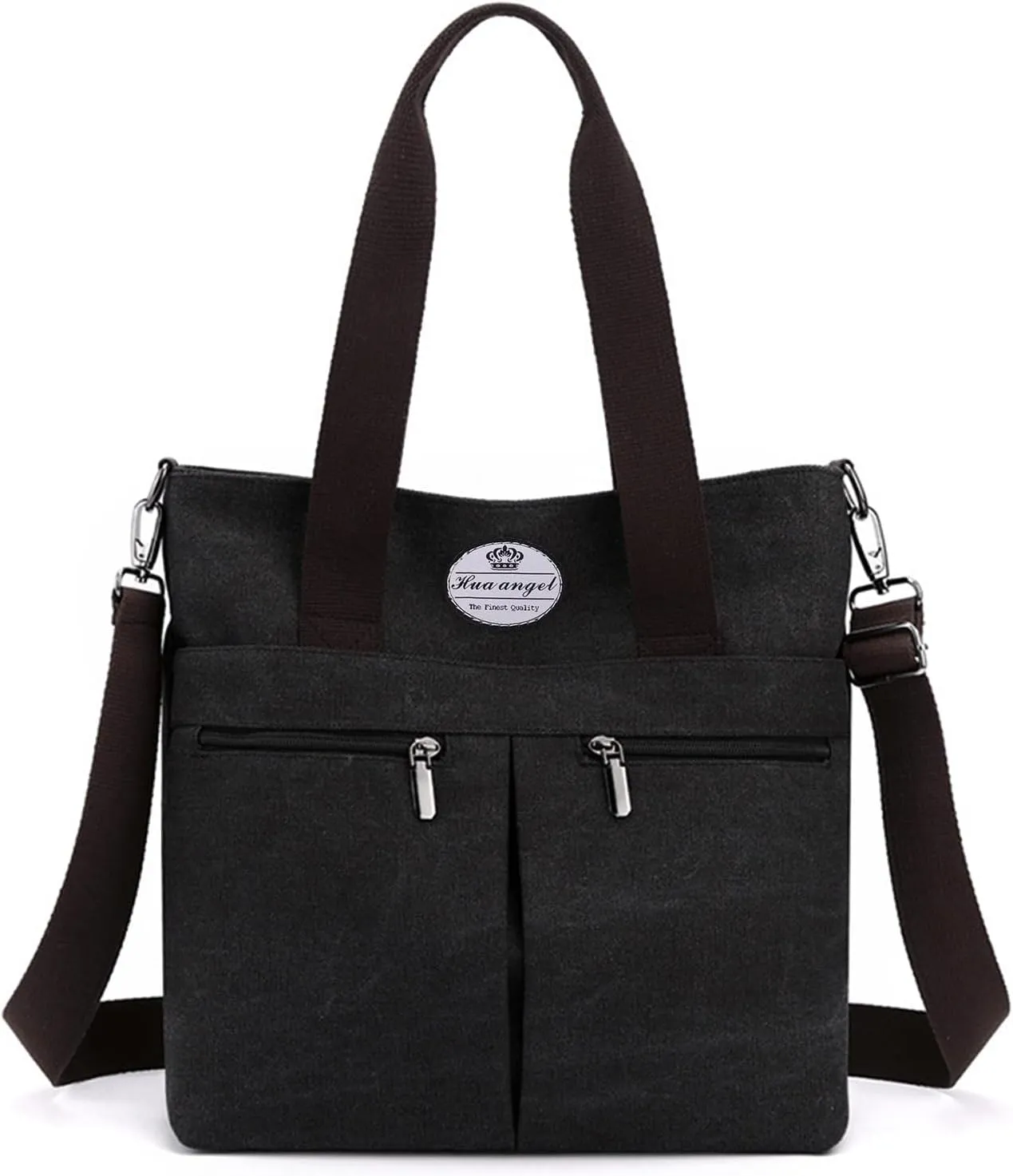 HUA ANGEL Women's Canvas Tote Bag Lightweight Crossbody Purse Multi-Pocket Durable Handbags for Work College Shopping Beach